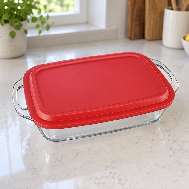 Marinex Assadeira Retangular Seletta de vidro, 3,5 L, com tampa